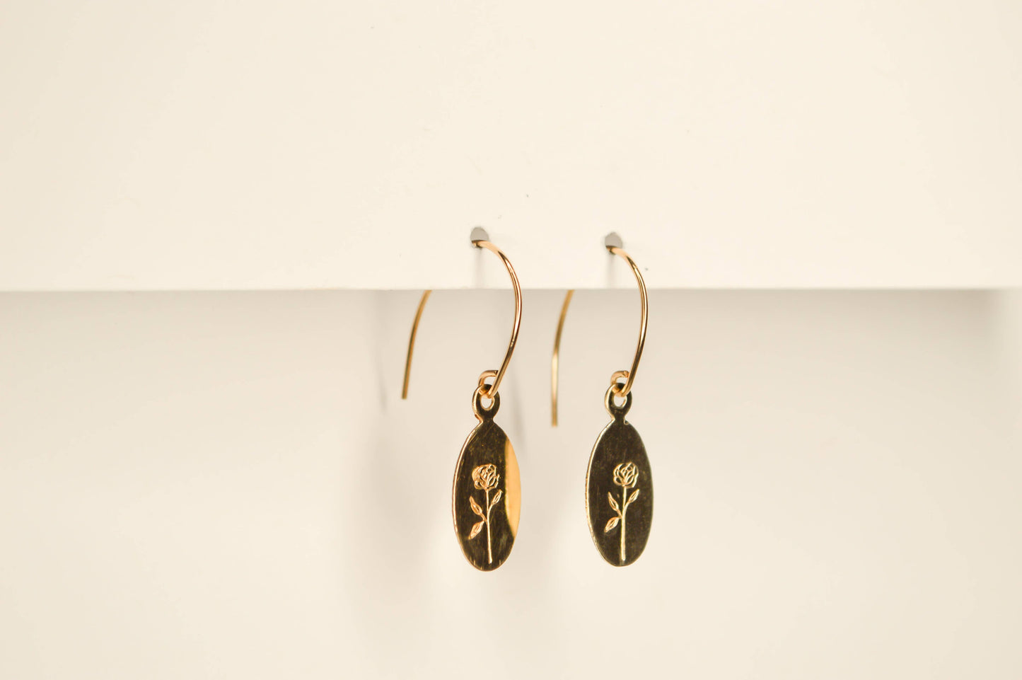 Stamped Rose Earrings: 14k Gold Filled