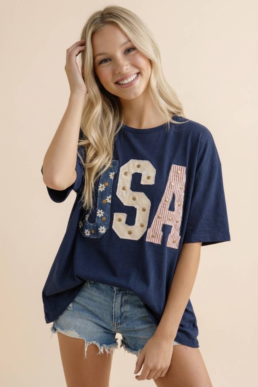 Patch Work USA Graphic Tee - Navy