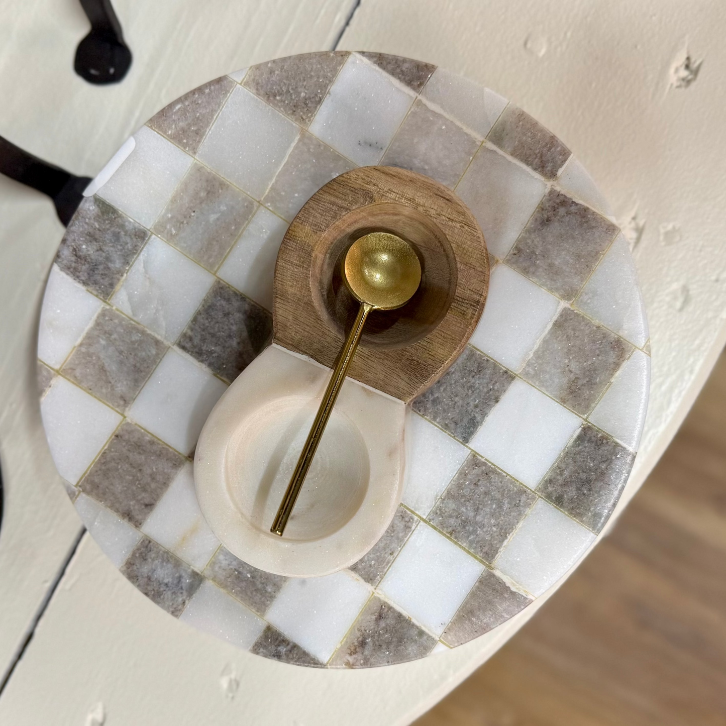 Mango Wood & Marble Pinch Pot