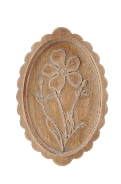 Scalloped Engraved Floral Plaque