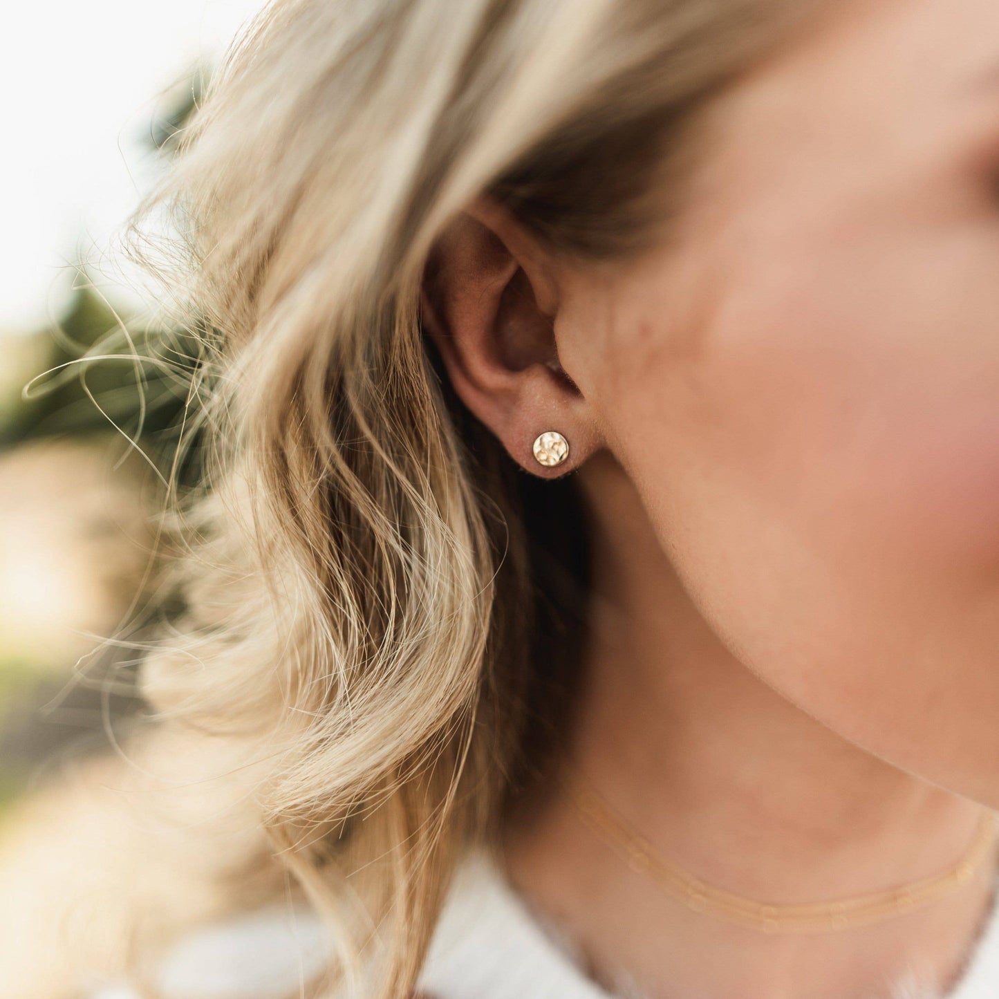 Hammered Circle Stud Earrings