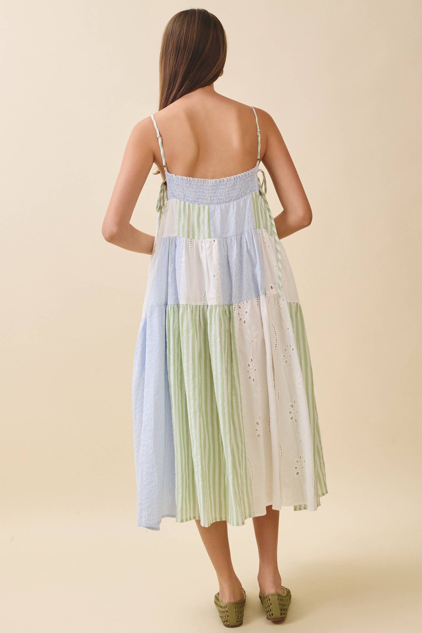 Patchwork Tiered Midi Dress