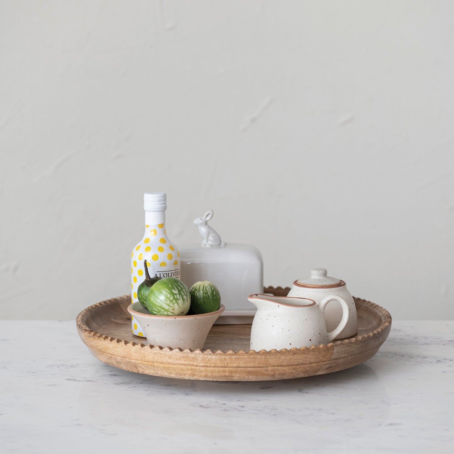 Scalloped Edge Mango Wood Lazy Susan