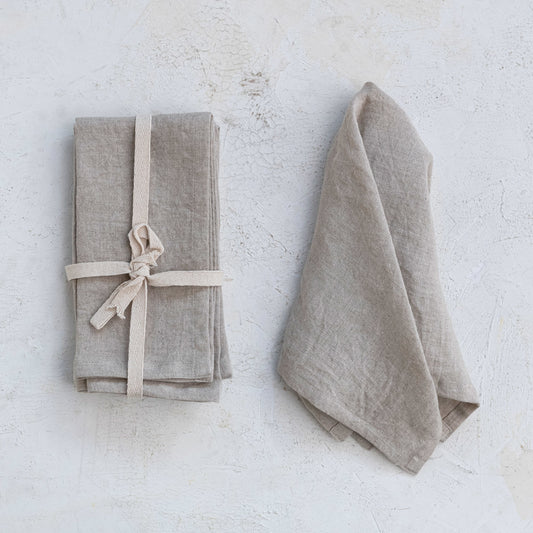 18" Square Stonewashed Linen Napkins, Set of 4