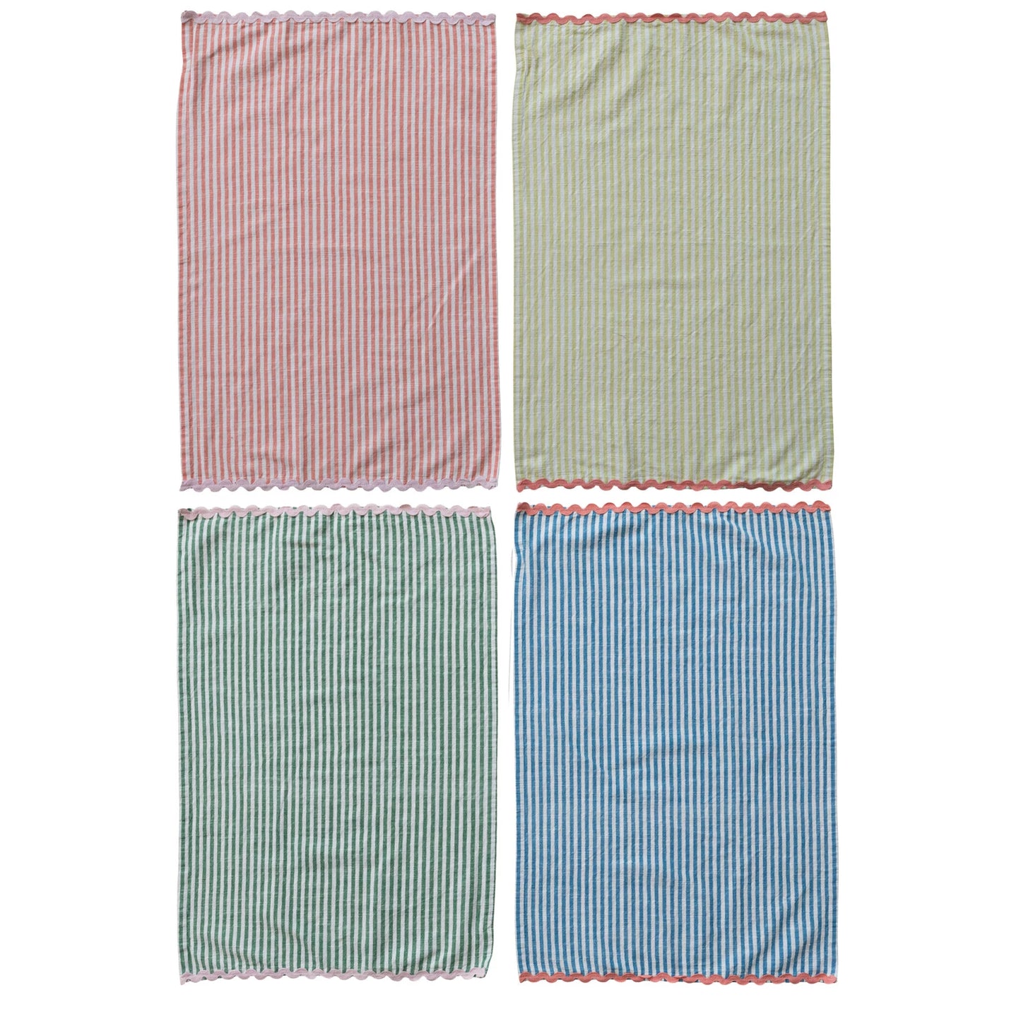 Stripped Scalloped Edge Tea Towel