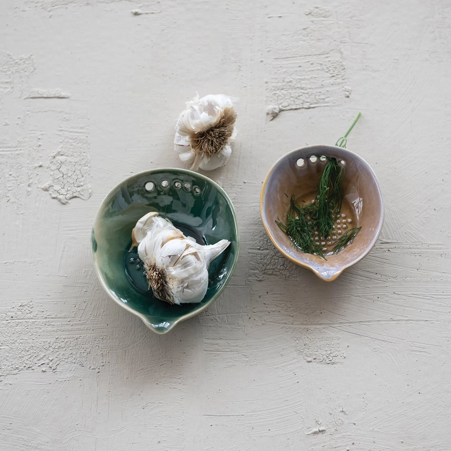 Stoneware Garlic Grater and Herb Stripper