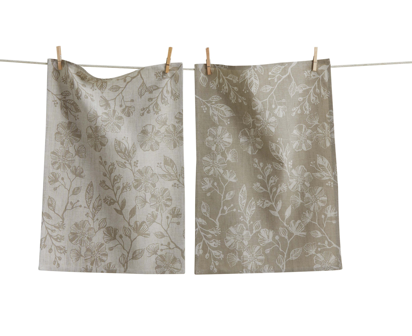 Taupe Floral Print Dishtowel Set