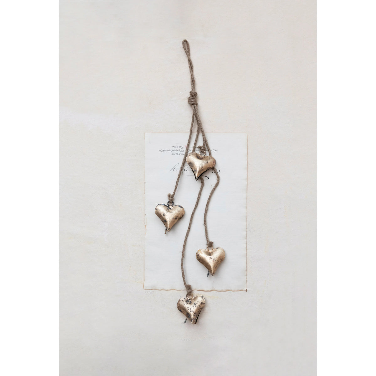 Metal Heart Bells on Jute Rope