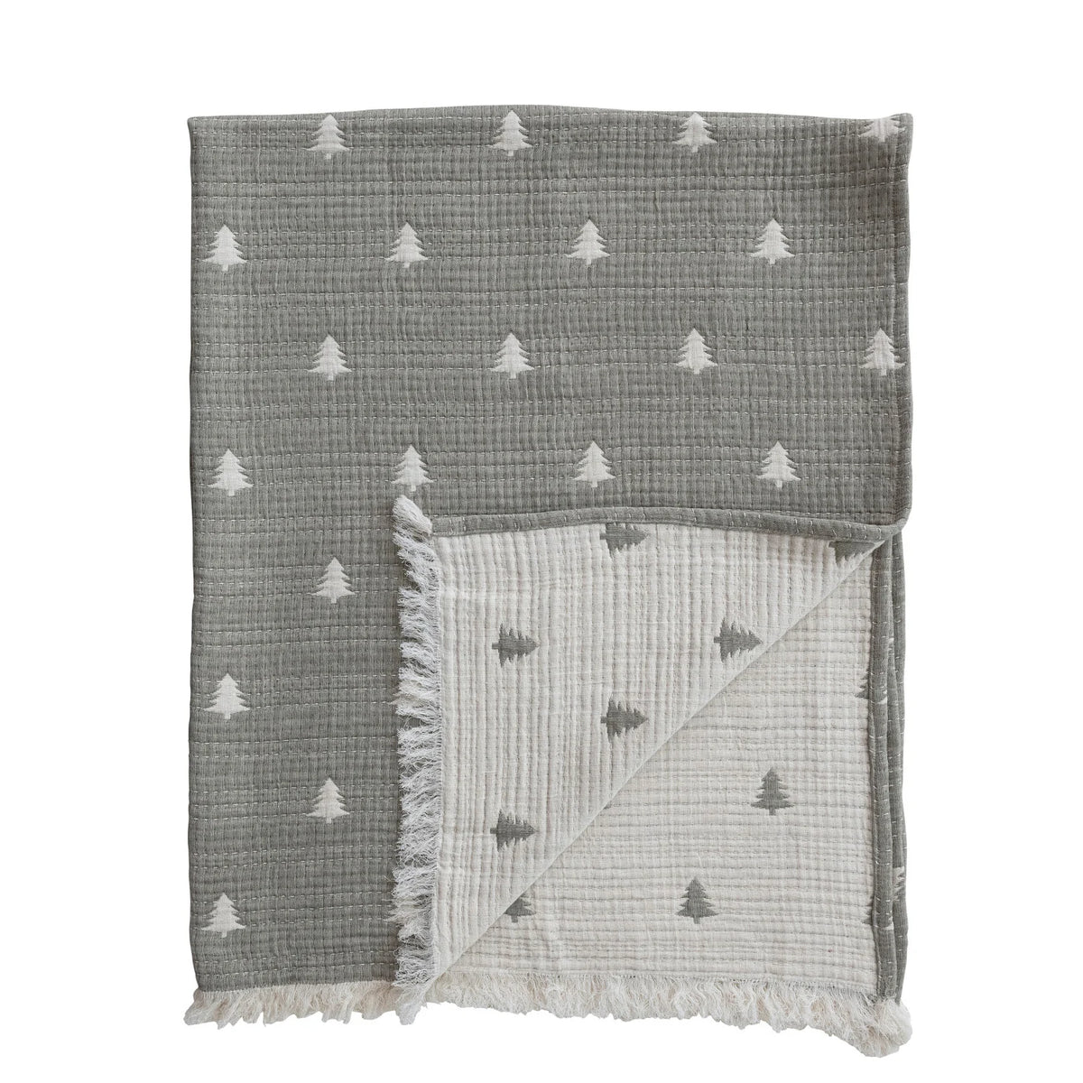 Cotton Kantha Stitch Tree Throw