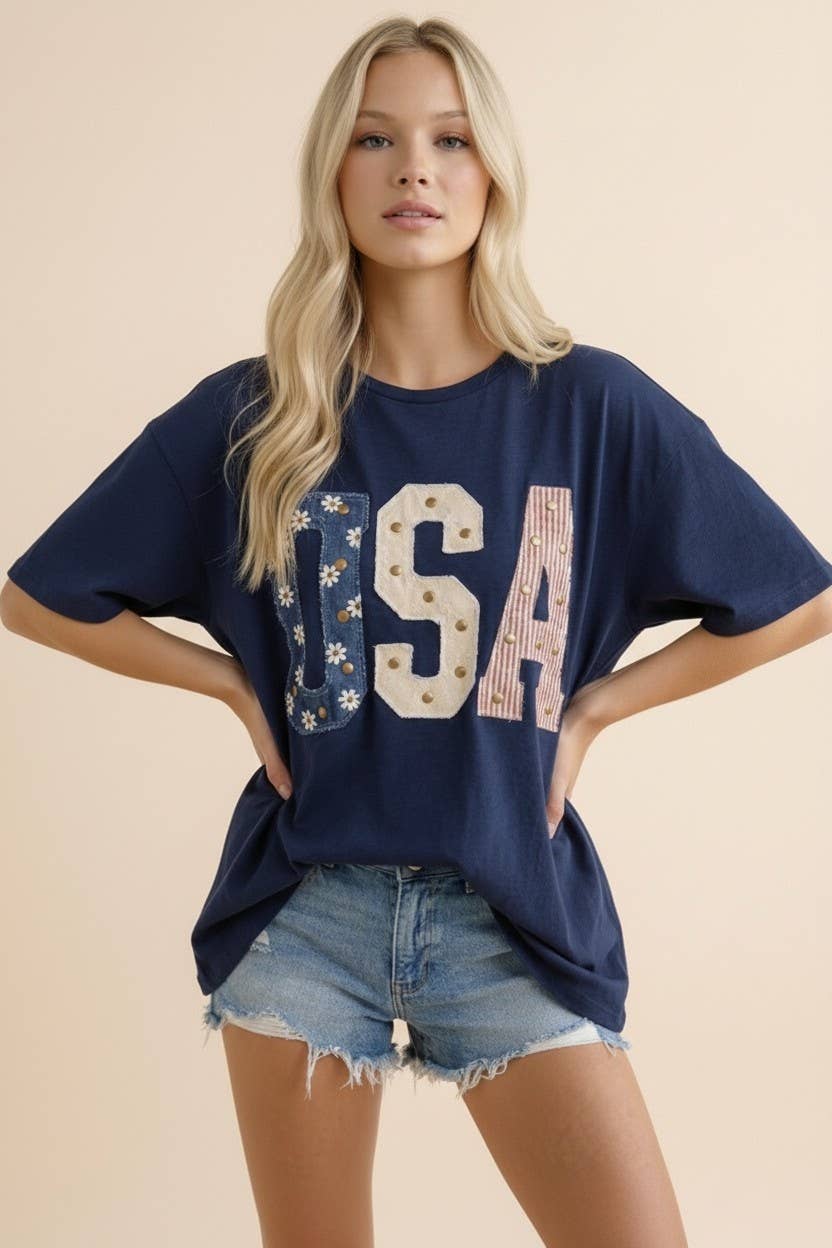Patch Work USA Graphic Tee - Navy