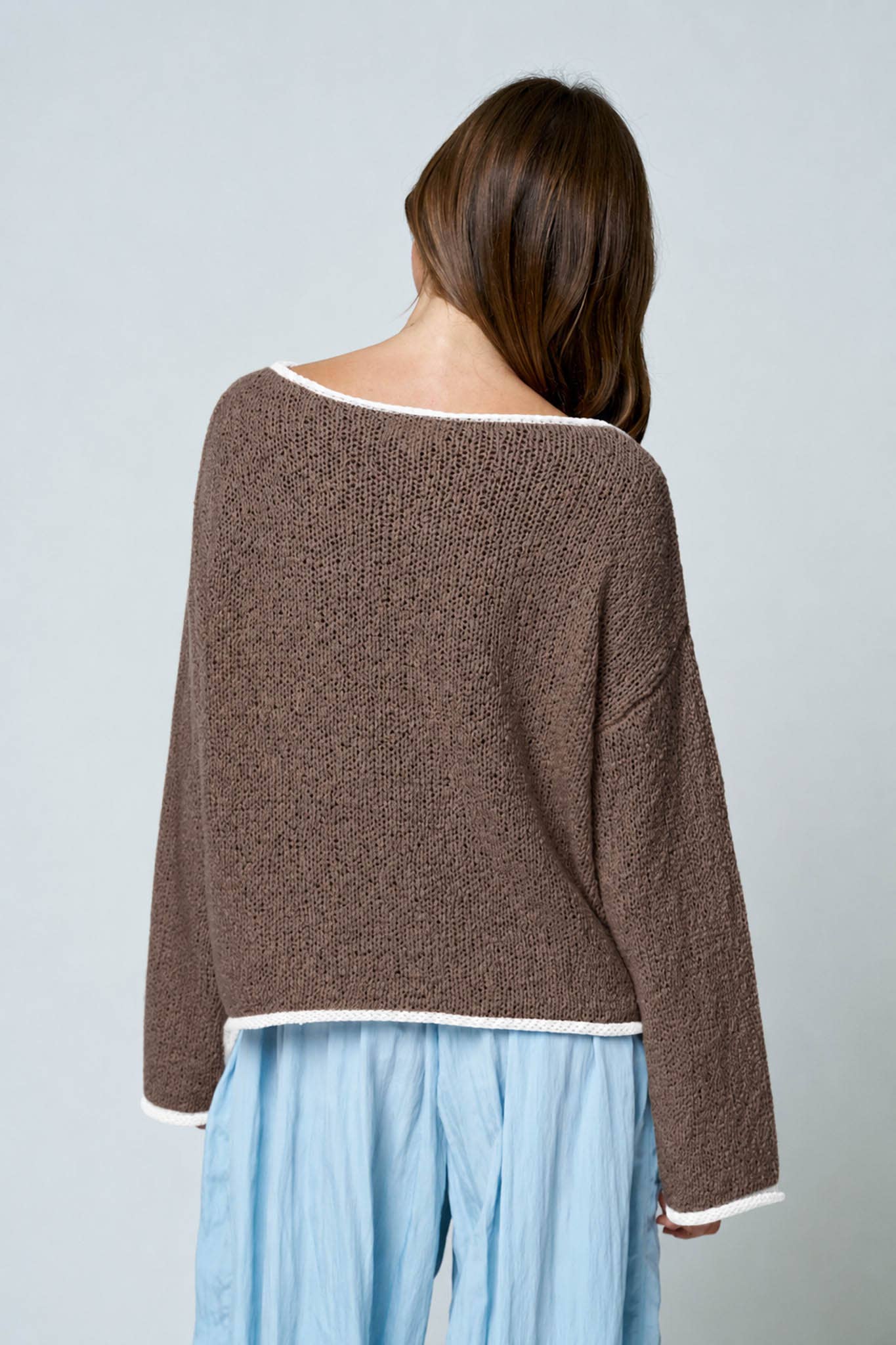 BOAT NECK  KNIT SWEATER