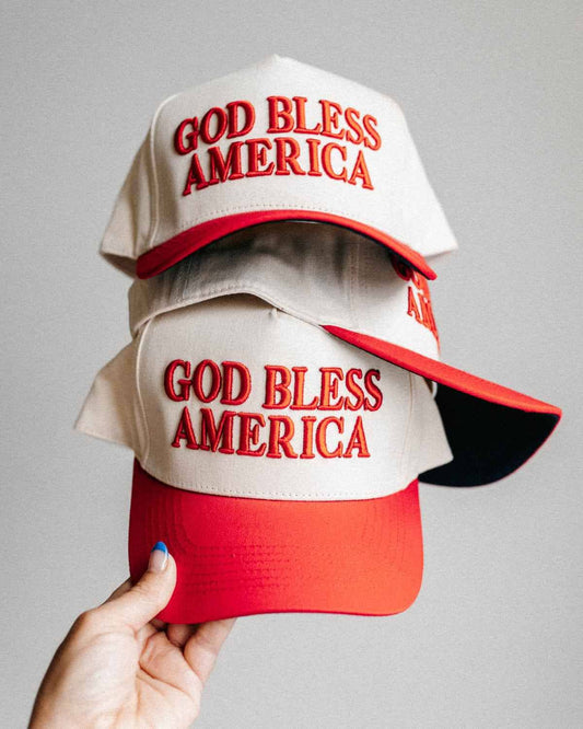 God Bless America Hat Red, Off-White, & Navy