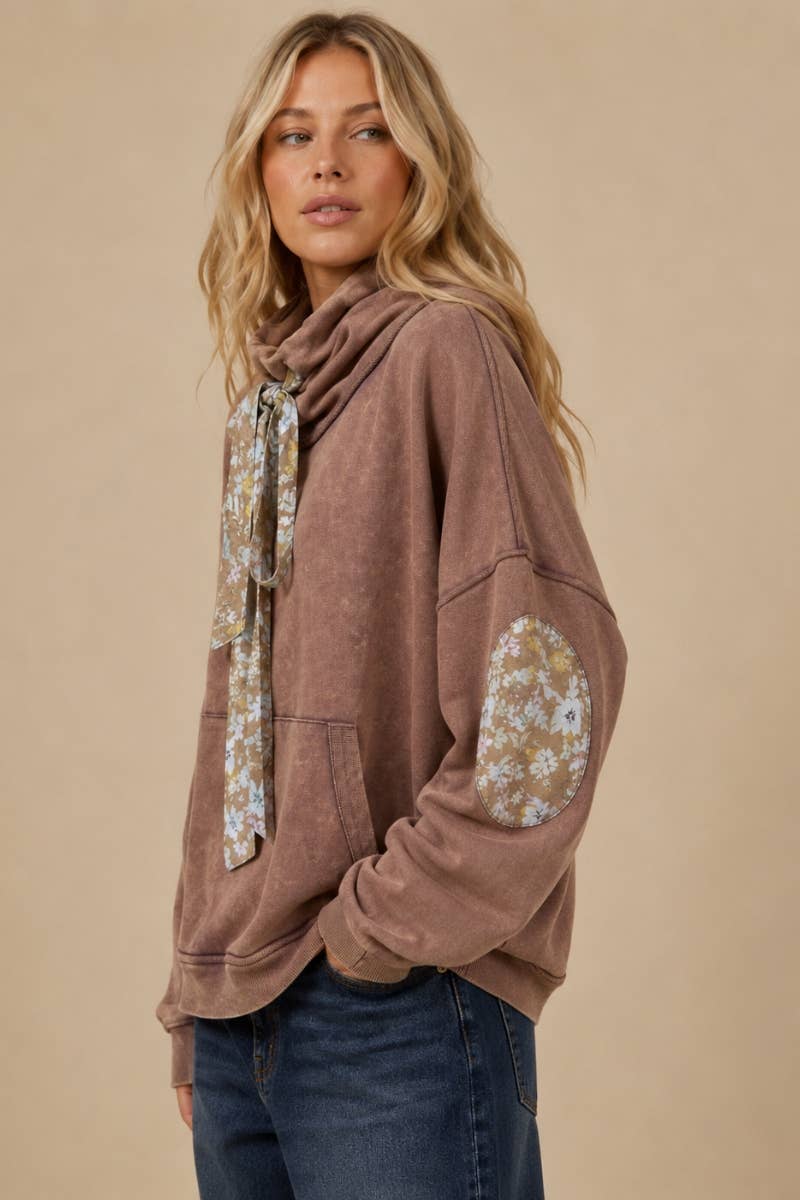 Floral Patch Slouch Neck Sweater