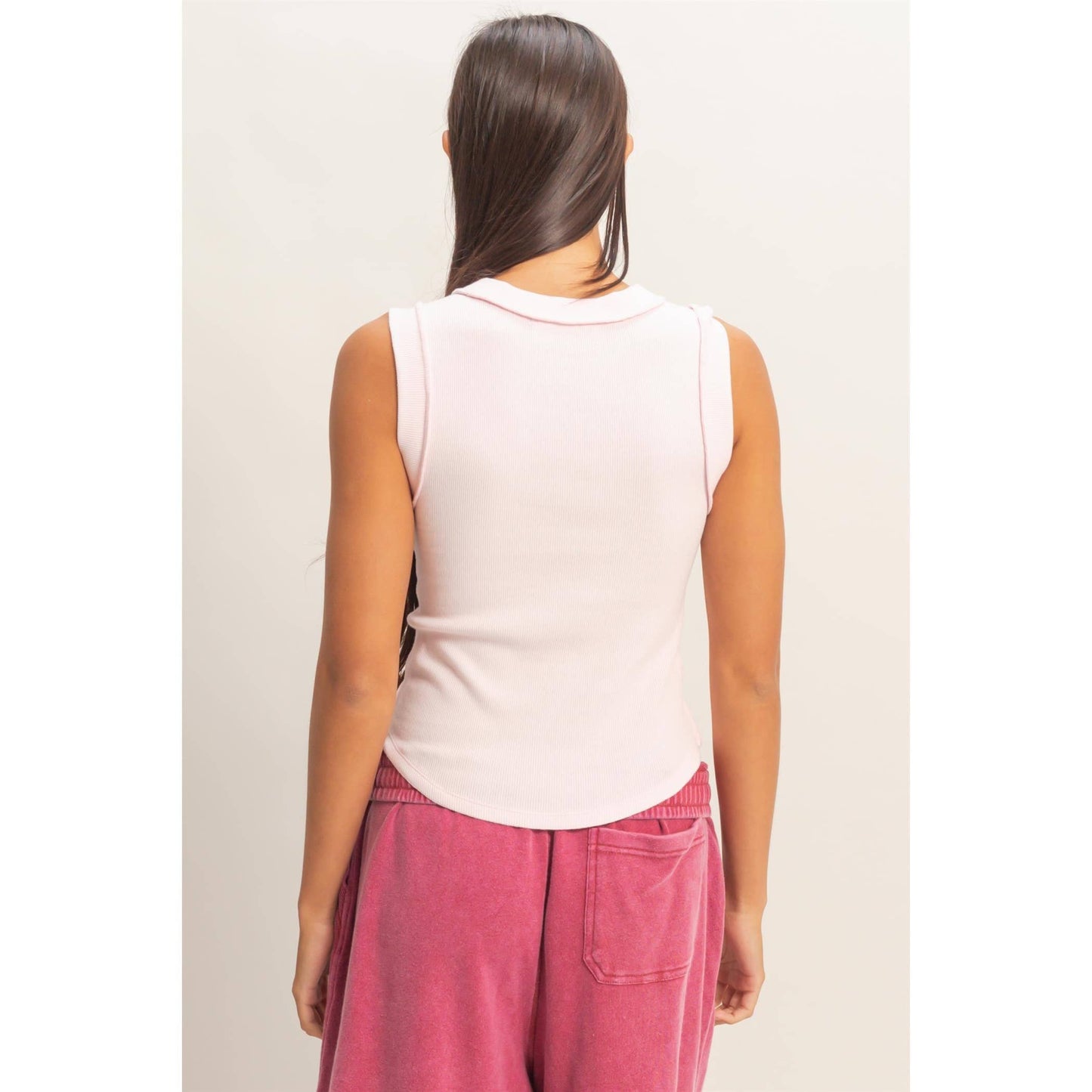 Soft Pink Seam Detail Tank Top