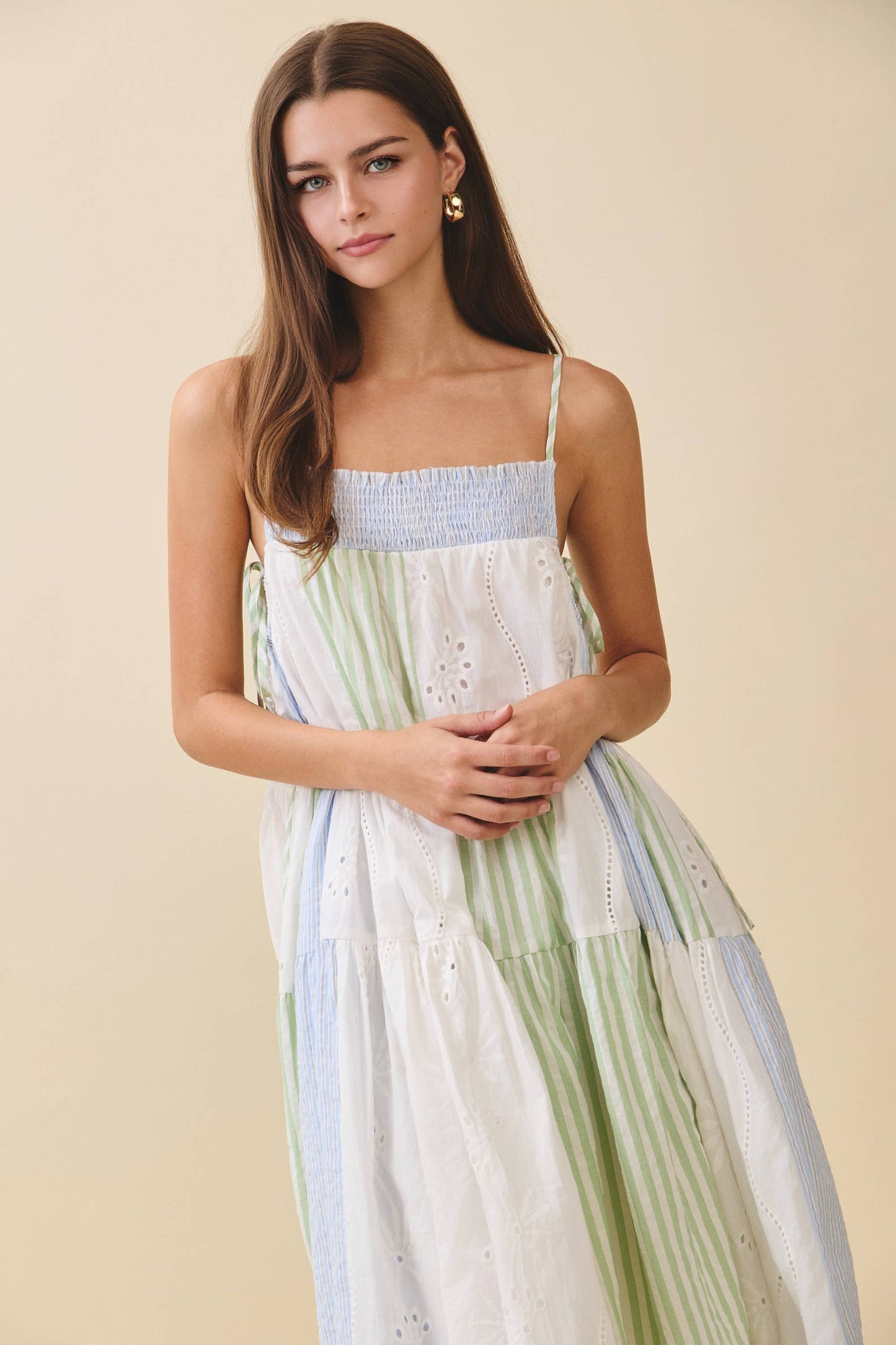 Patchwork Tiered Midi Dress