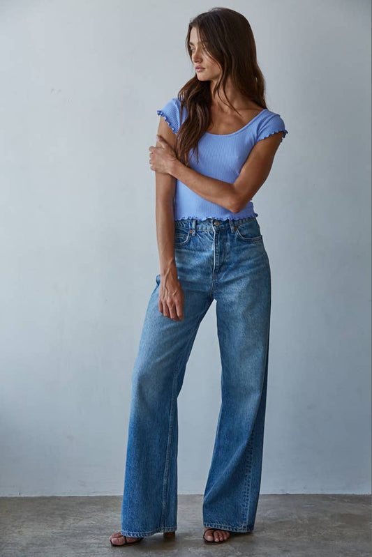 Knit Seamless Ribbed Merrow Top
