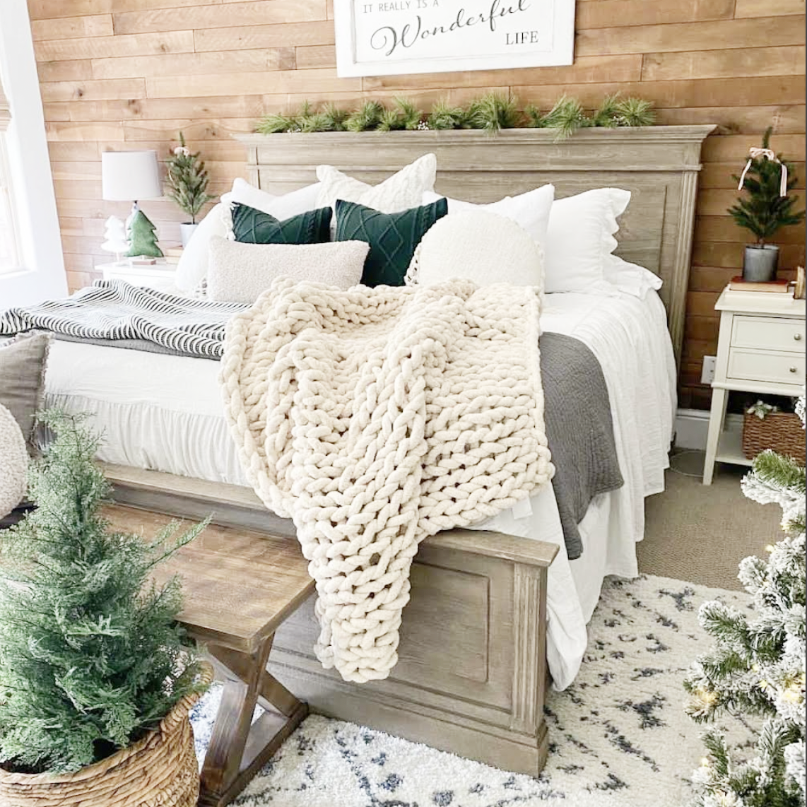 Chunky Knit Cream Blanket