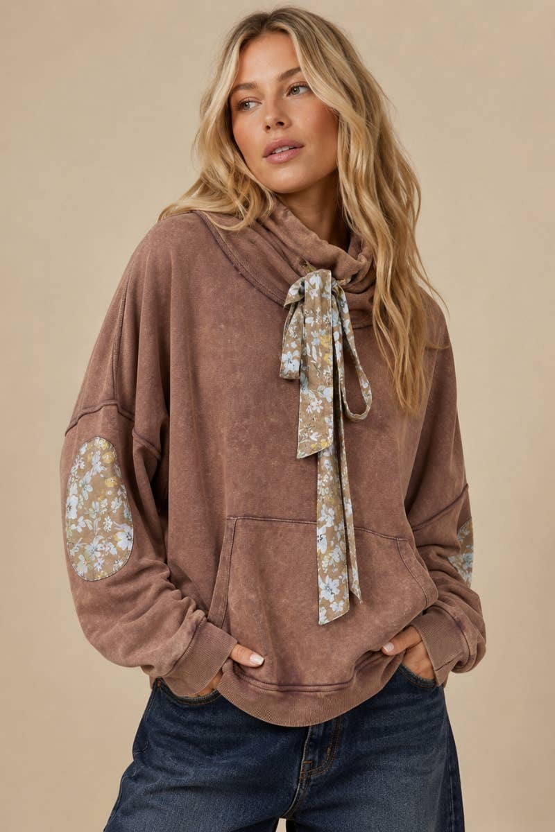 Floral Patch Slouch Neck Sweater