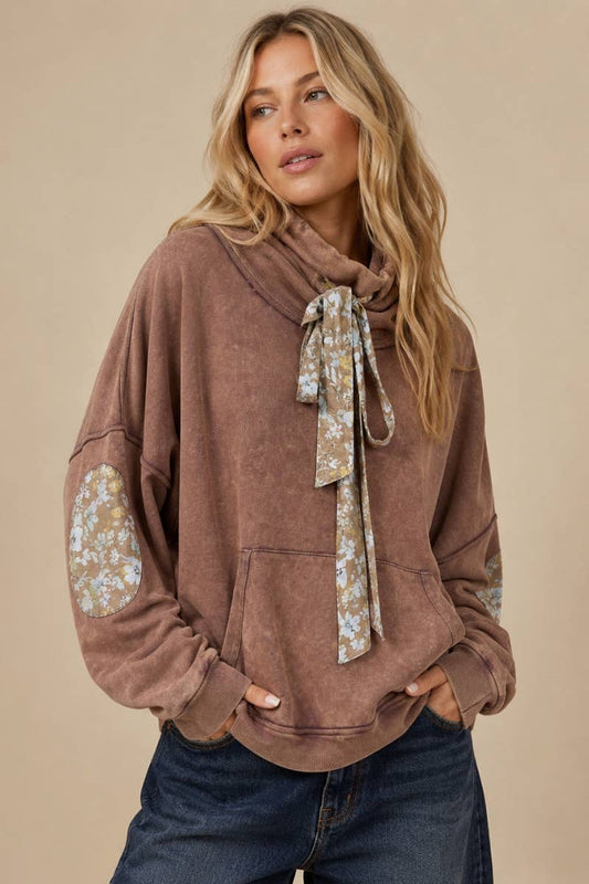 Floral Patch Slouch Neck Sweater