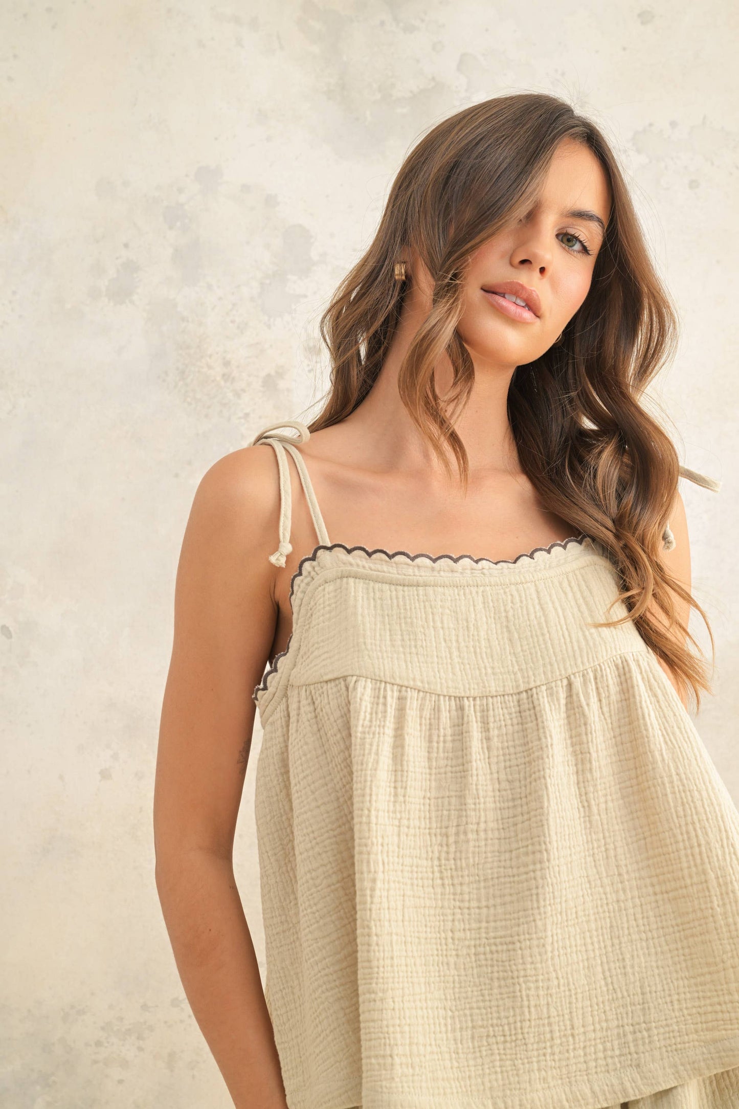 Maisie Tie Scalloped Top