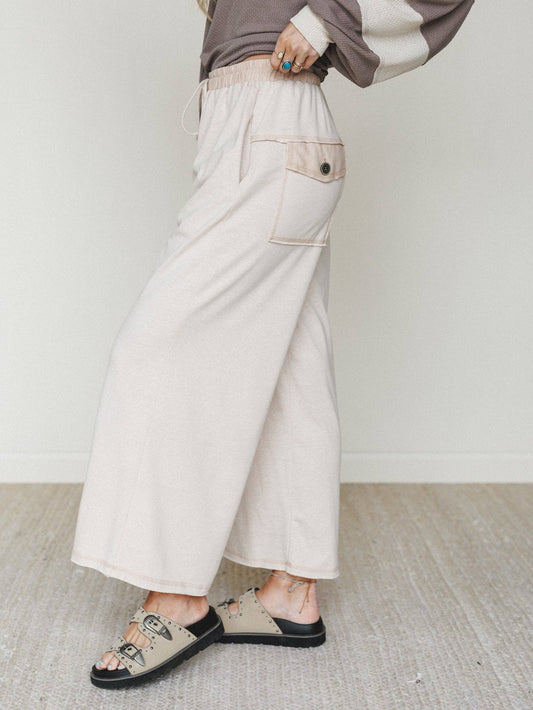 Jodi Wide Leg Pants - Beige: Beige / L