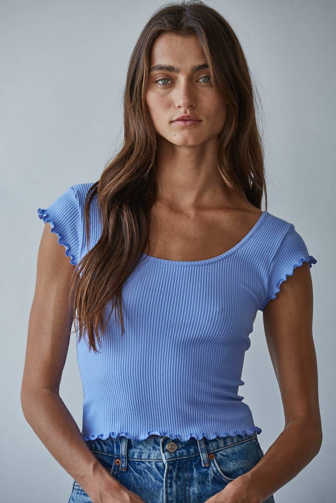 Knit Seamless Ribbed Merrow Top