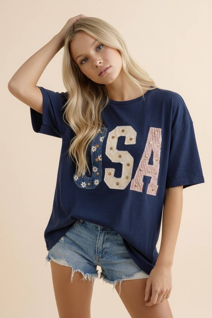 Patch Work USA Graphic Tee - Navy