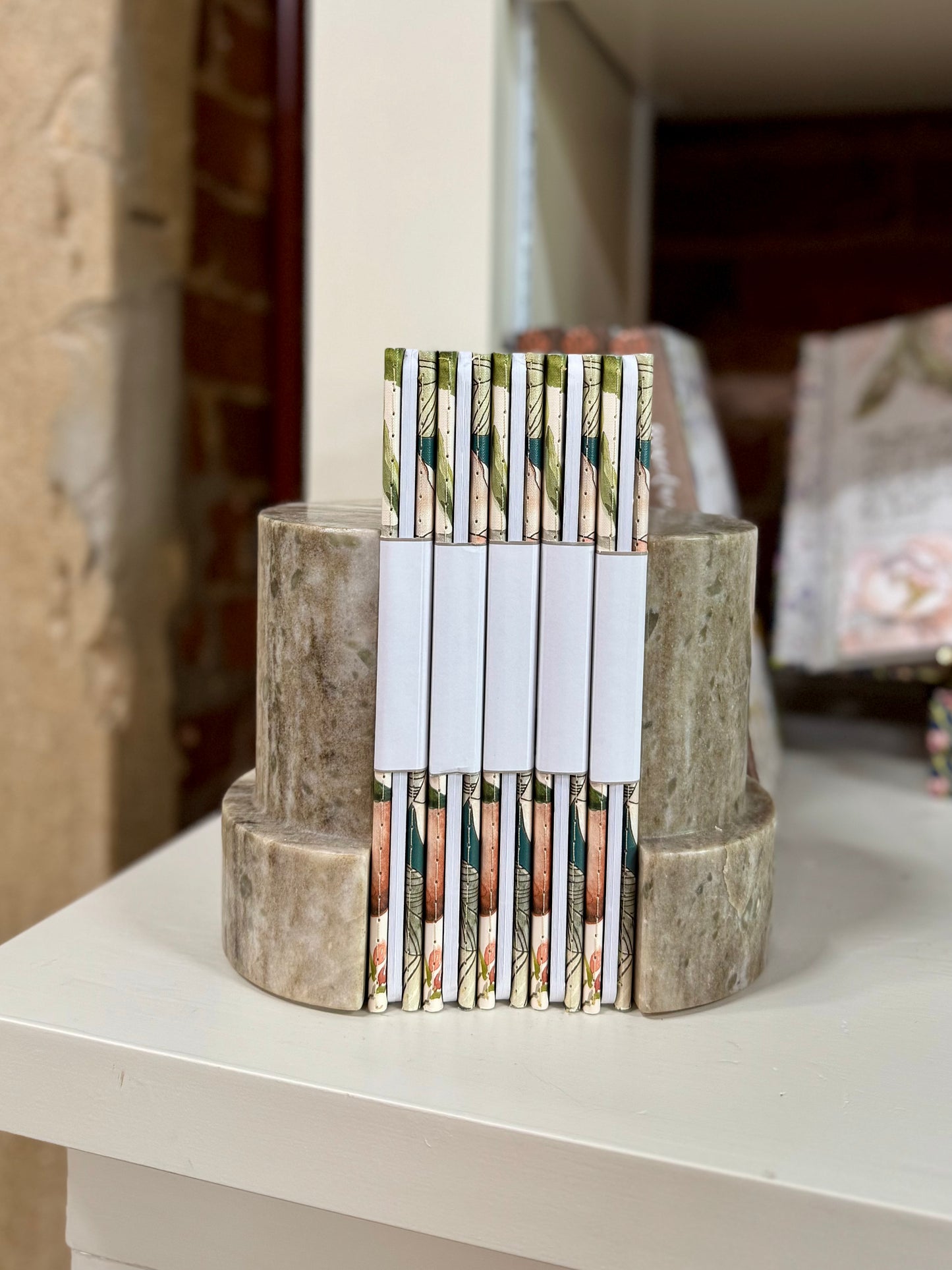 Marble Column Shaped Bookends S/2