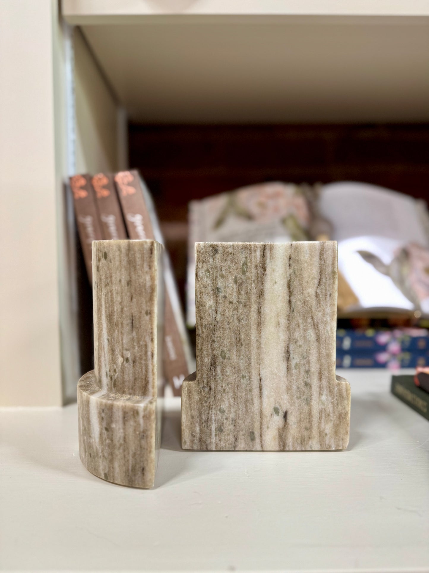 Marble Column Shaped Bookends S/2