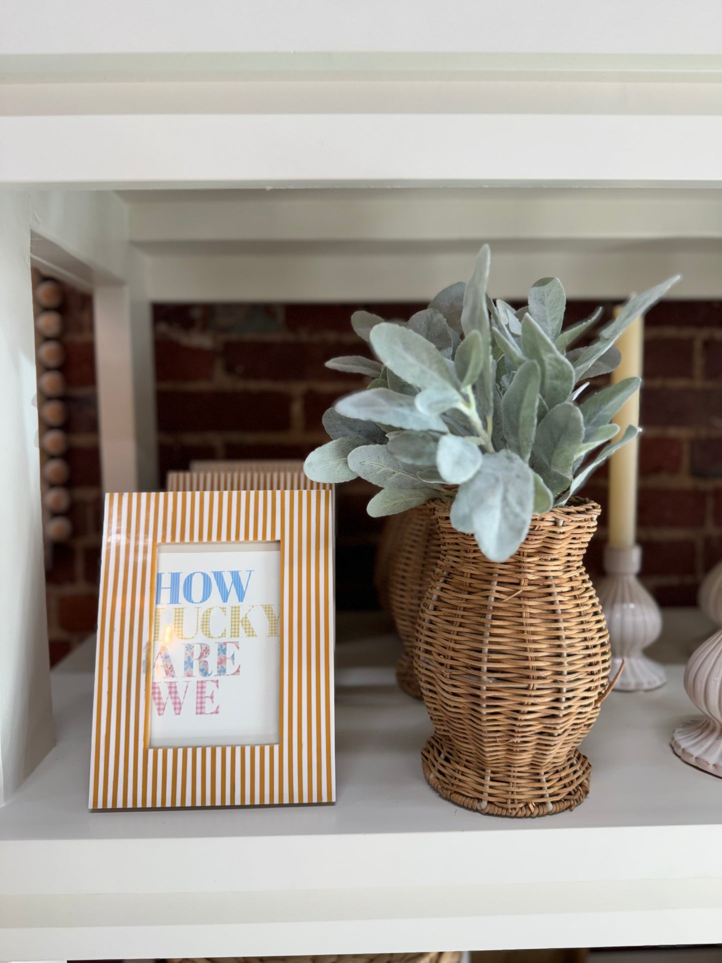 White & Carmel Stripped Photo Frame