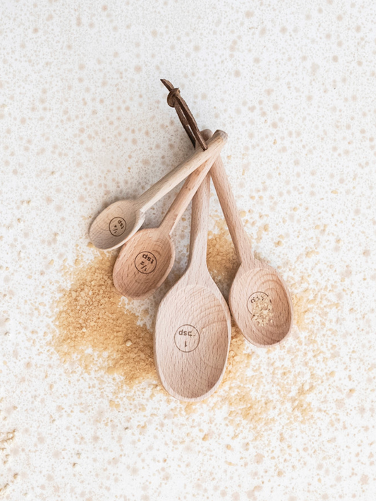Carved Beech Wood Measuring Spoons