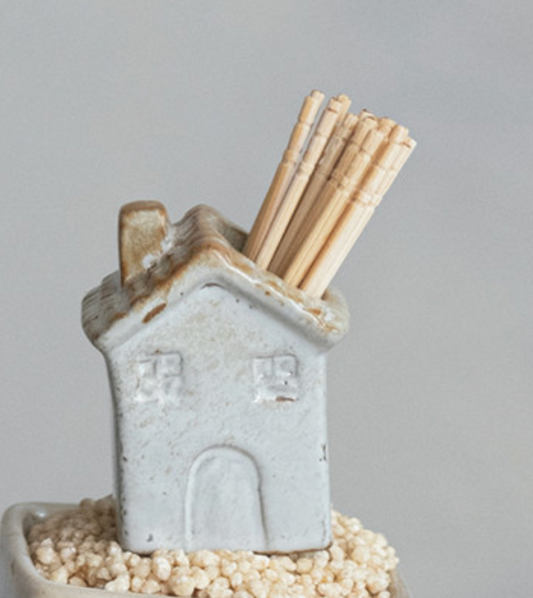 Stoneware House Toothpick Holder