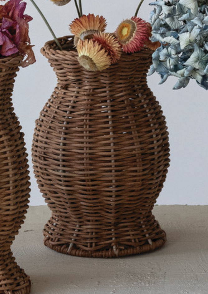 Hand-Woven Rattan Vase