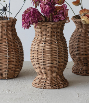 Hand-Woven Rattan Vase