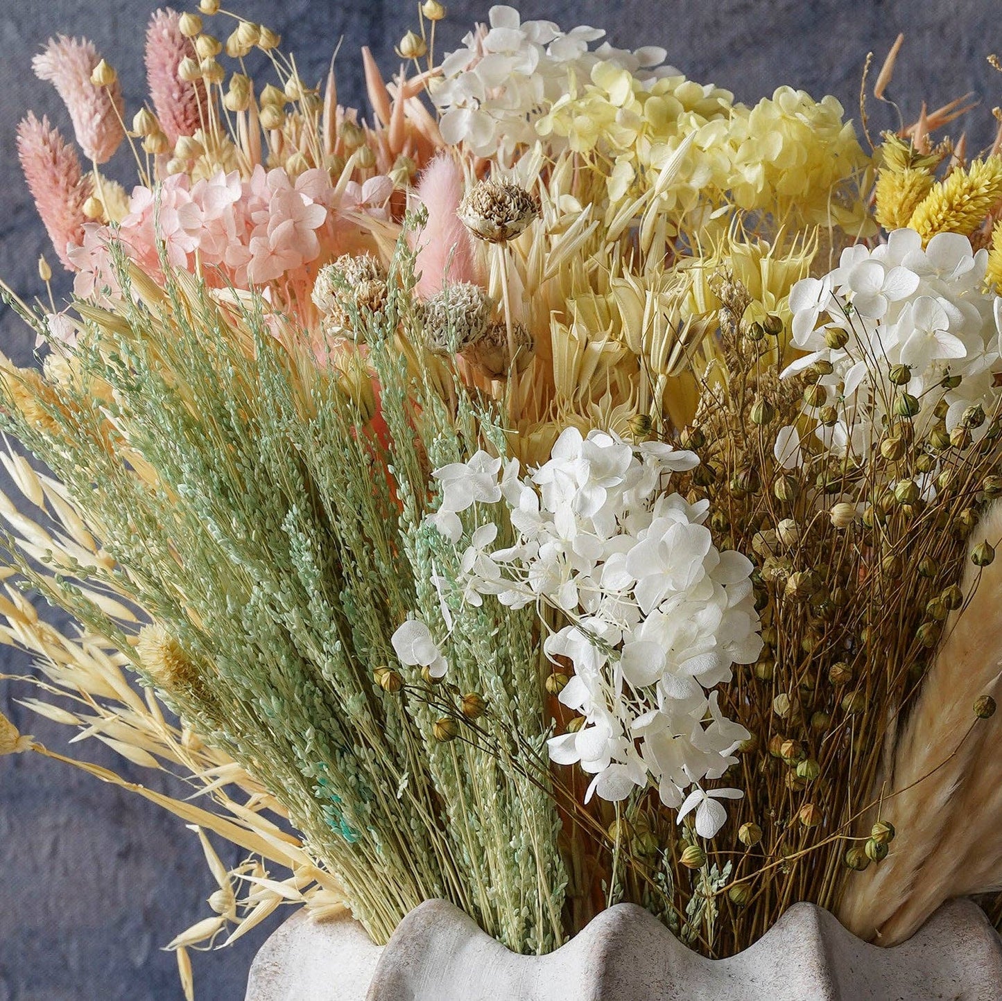 Mixed Dried Grasses and Multicolor Florals