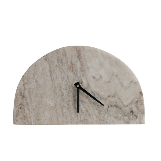 Half Circle Marble Mantel Clock (Requires 1-AA Battery) (Each One Will Vary)