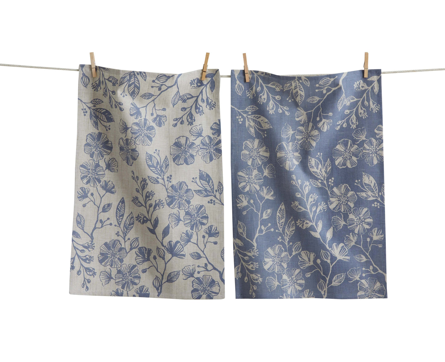 Blue Floral Print Dishtowel Set