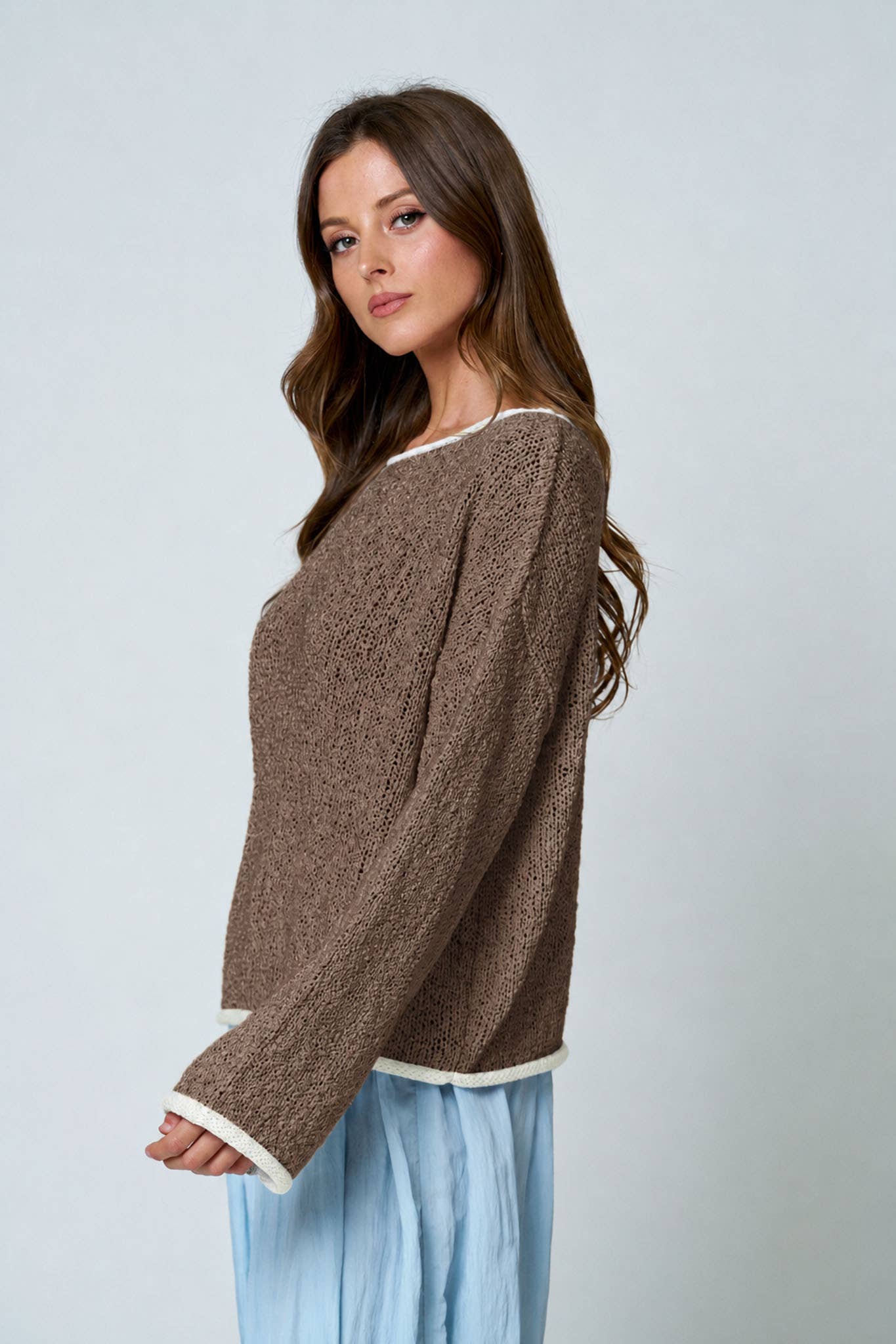 BOAT NECK  KNIT SWEATER