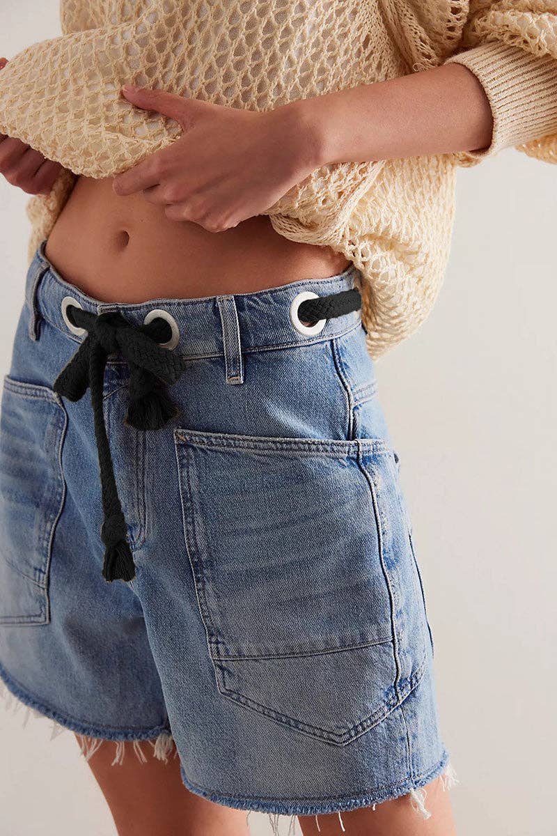 Lace-Up Denim Shorts