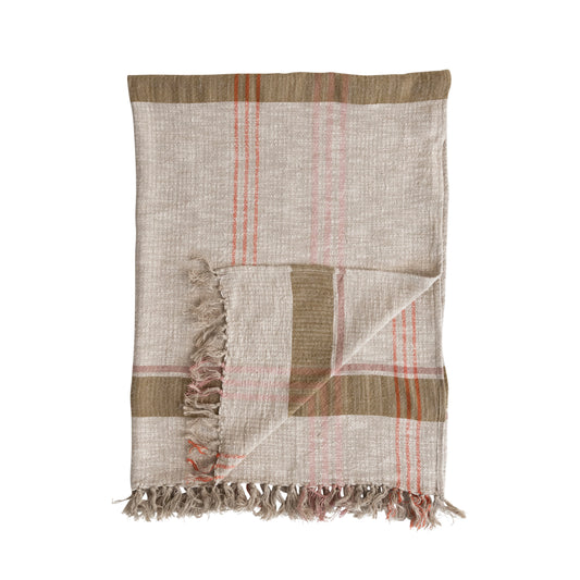 Plaid Fringe Throw