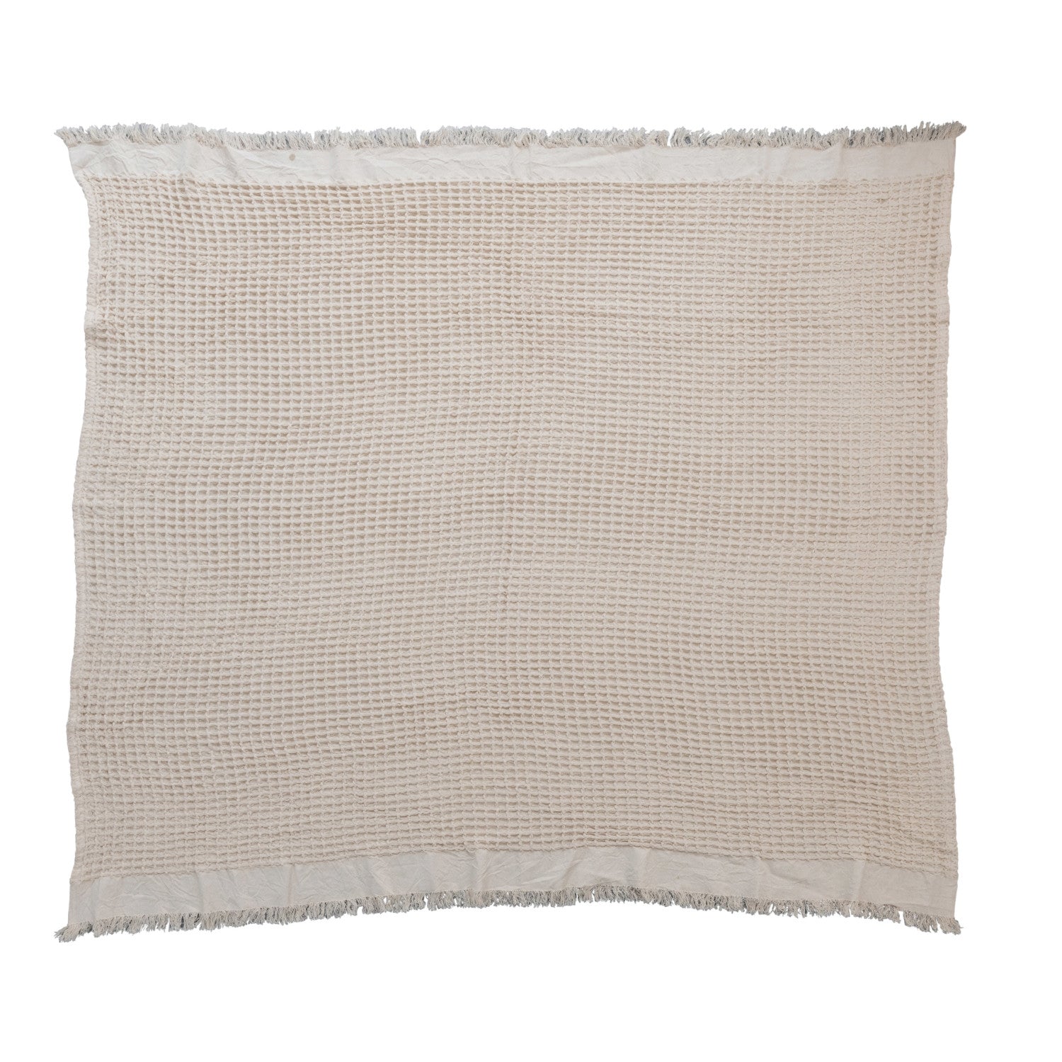Cotton Waffle Weave Throw w/ Fringe