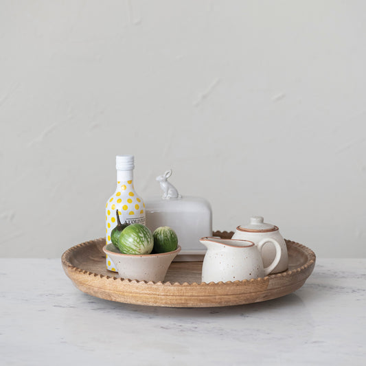 Scalloped Edge Mango Wood Lazy Susan