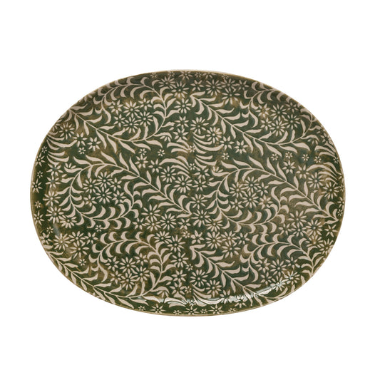 Relaxed Botanical Leaf Stoneware Platter