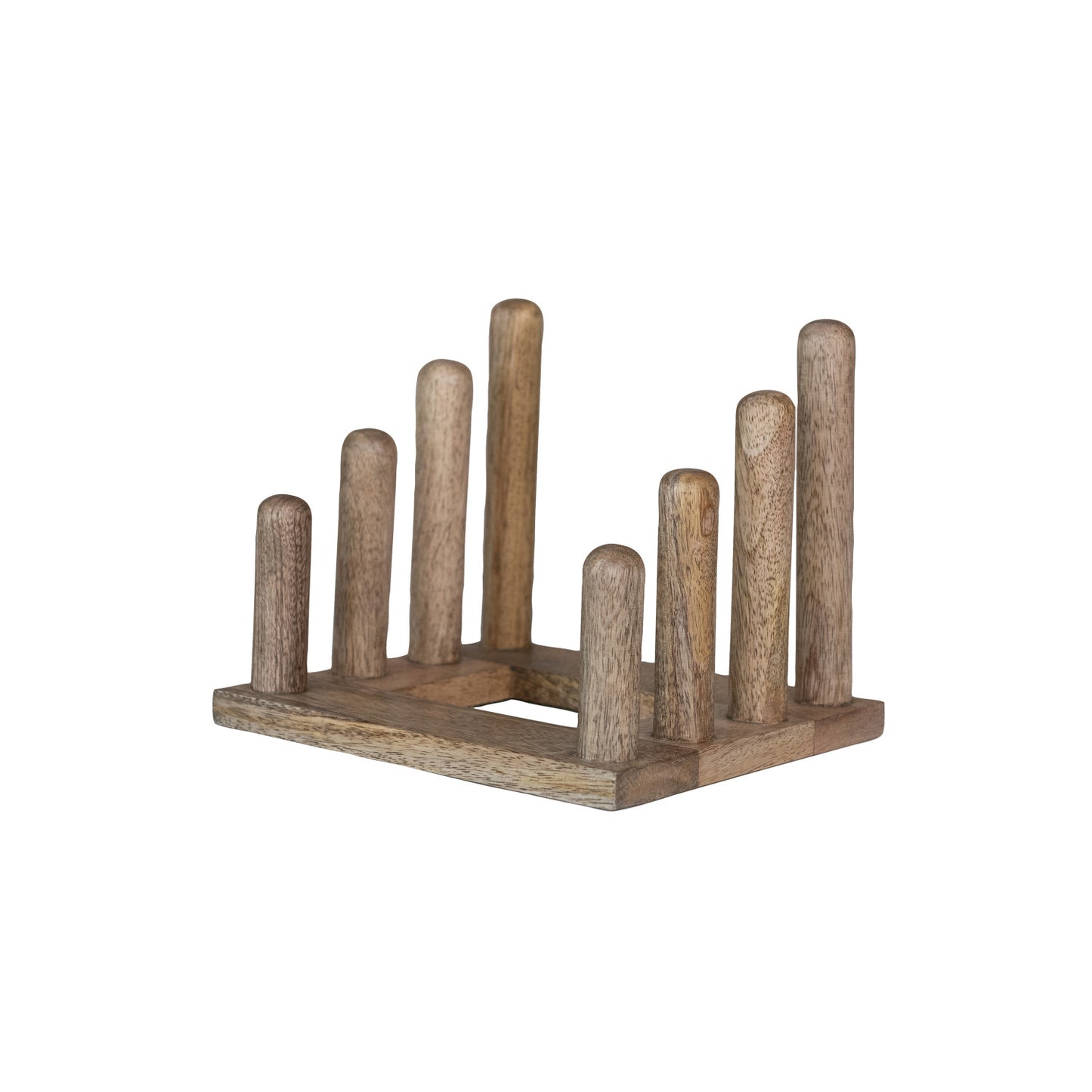 Mango Wood Plate Stand with 3 Sections, Natural