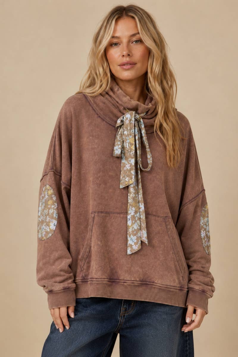 Floral Patch Slouch Neck Sweater