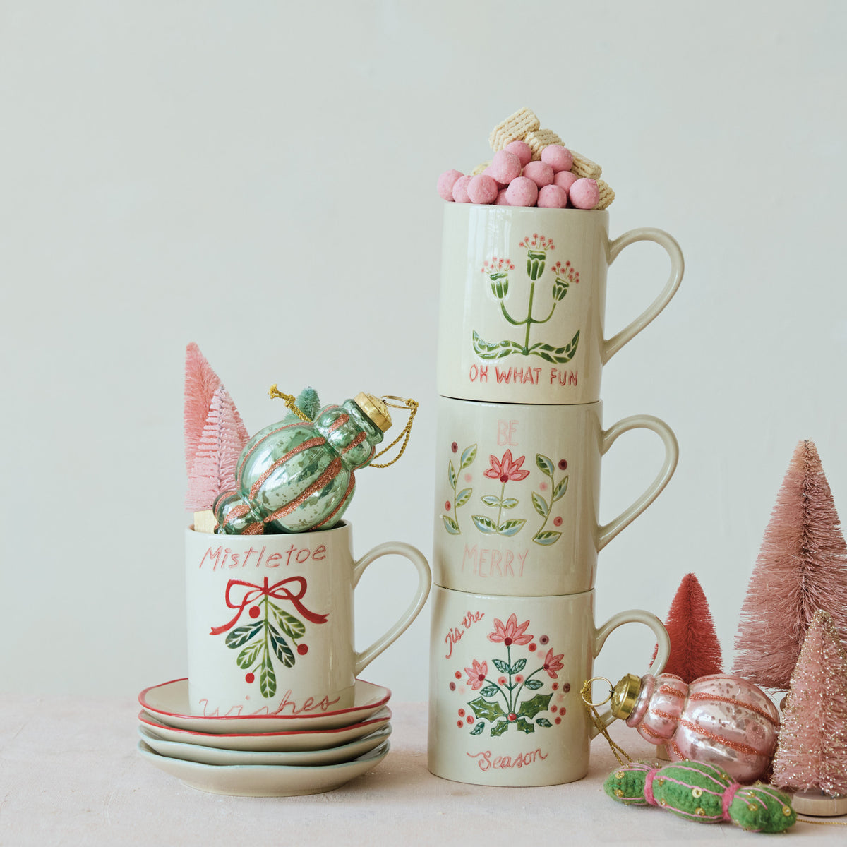 Whimsical Painted Holiday Mugs