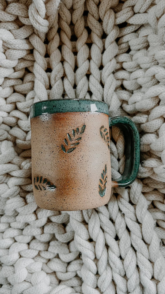 Handmade Fern Stamped Mug - Mustard Seed Faith Co.