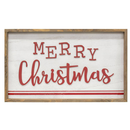 Merry Christmas Distressed Wooden Frame Sign - Mustard Seed Faith Co.